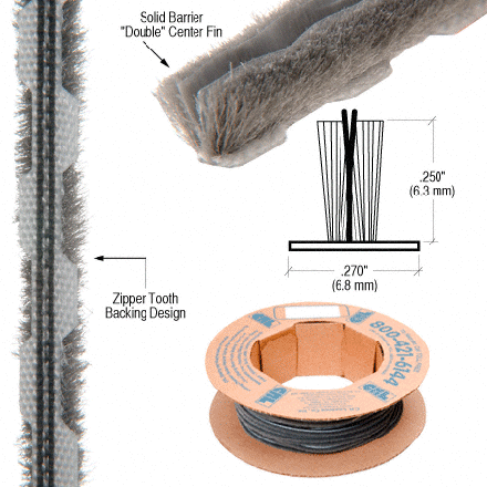 Pile Weatherstrip .270&quot; Backing - .250&quot; Pile Height - 100' Roll